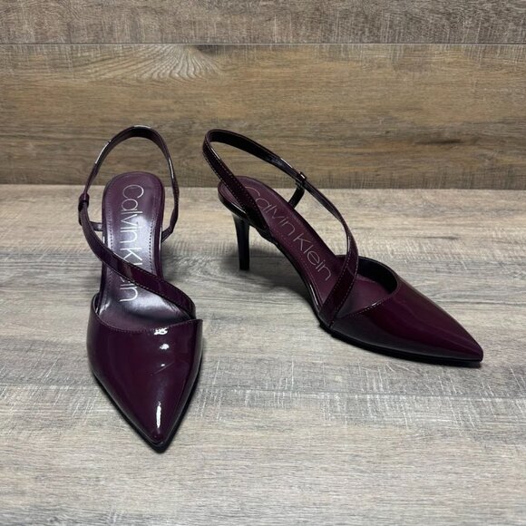 Calvin Klein Gilisa Burgundy Leather Pumps Women's Size 9.5 - Picture 5 of 6